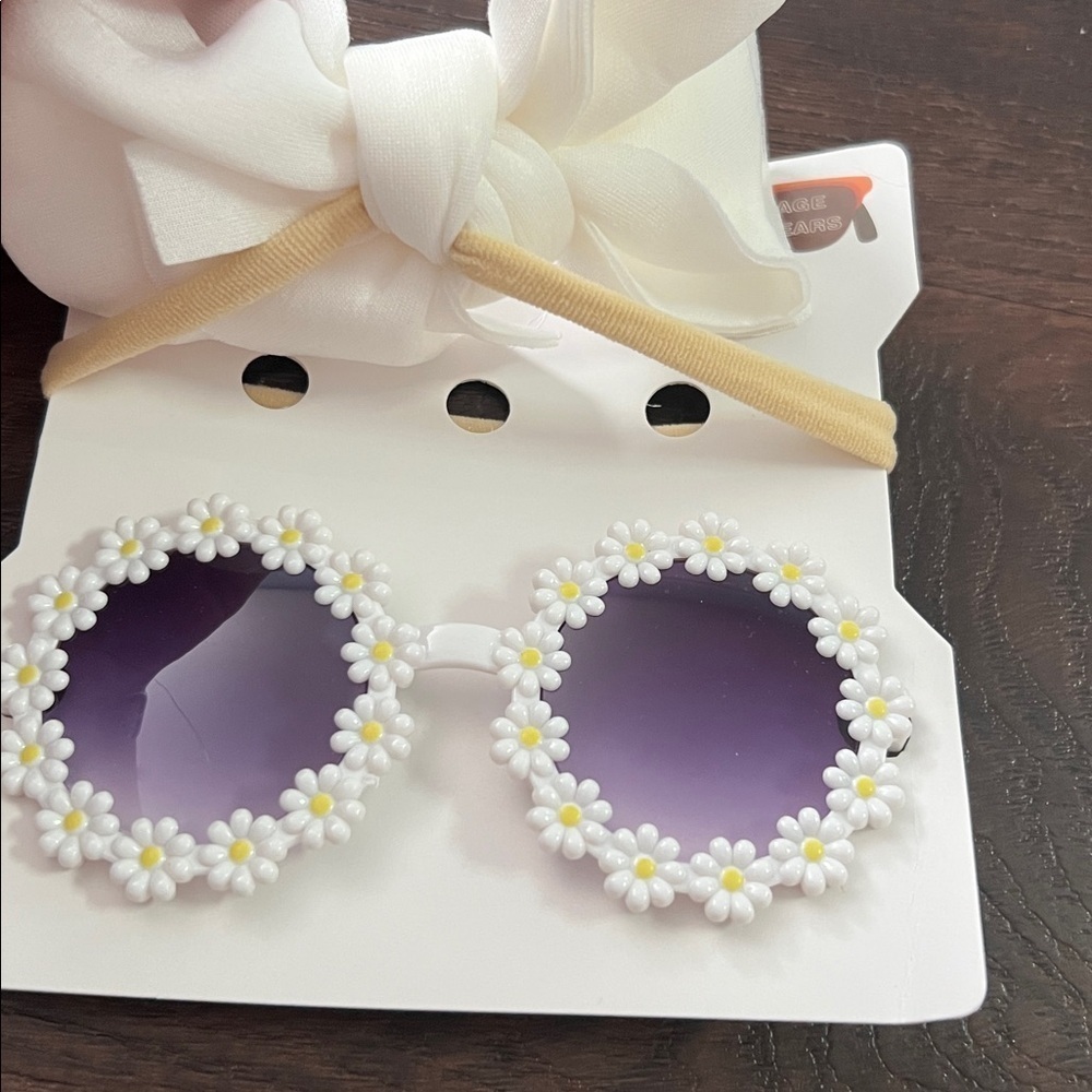 NEW daisy flower white sunglasses and hairbow set - Picture 5 of 5